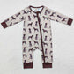 Baby Infant Boys Rompers Brown Dogs Bamboo Long Sleeve Zip Rompers LR1759