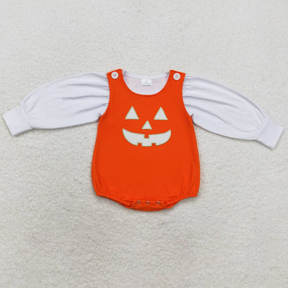 Boutique Infant Baby Boys Rompers Orange Halloween Ghost 2pcs Shirt Rompers Sets LR1702