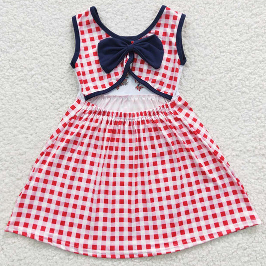 Baby Girls Dress Summer 4th Of July Bow Knee Length Dresses GSD0330