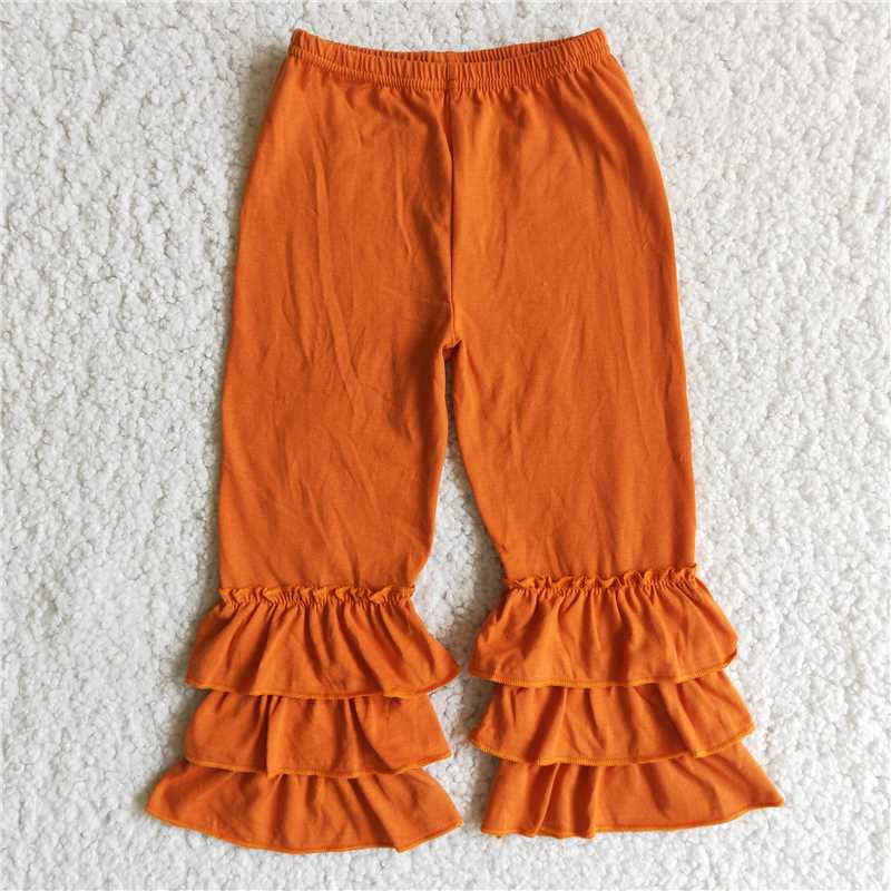 Girls Orange Ruffle Pants E2-12