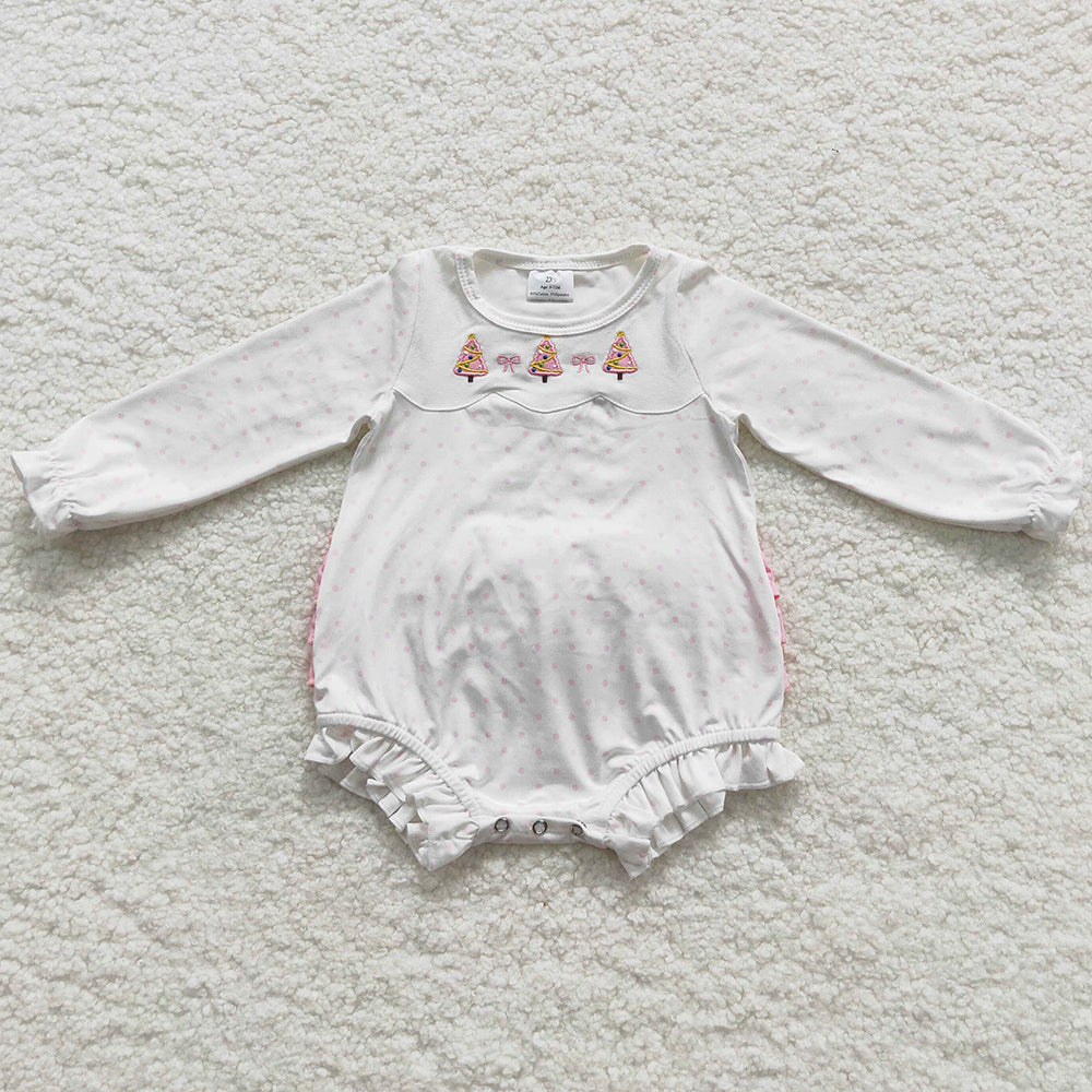 Christmas Tree Embroidery Boutique Girls Romper LR0392