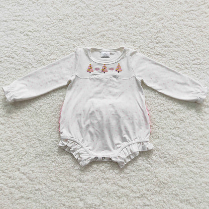 Christmas Tree Embroidery Boutique Girls Romper LR0392