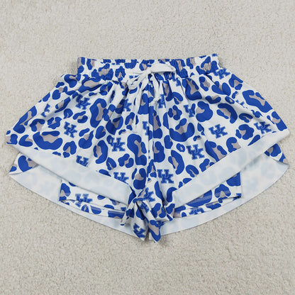 Adult Women Shorts Blue Leopard UK Team Yoga Active Butterfly Shorts Bottoms SS0802
