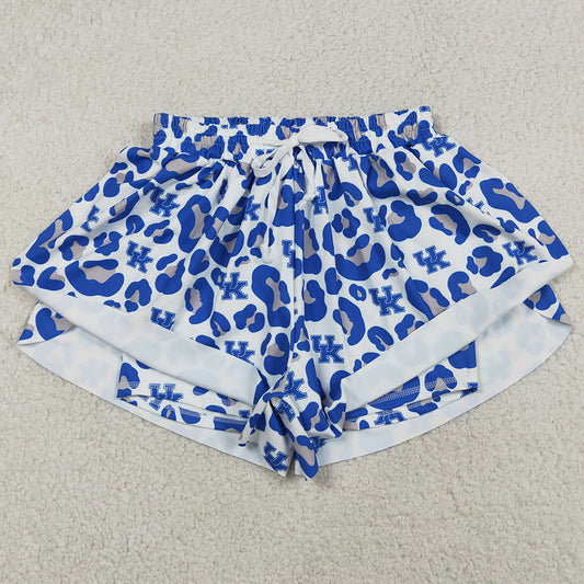 Adult Women Shorts Blue Leopard UK Team Yoga Active Butterfly Shorts Bottoms SS0802