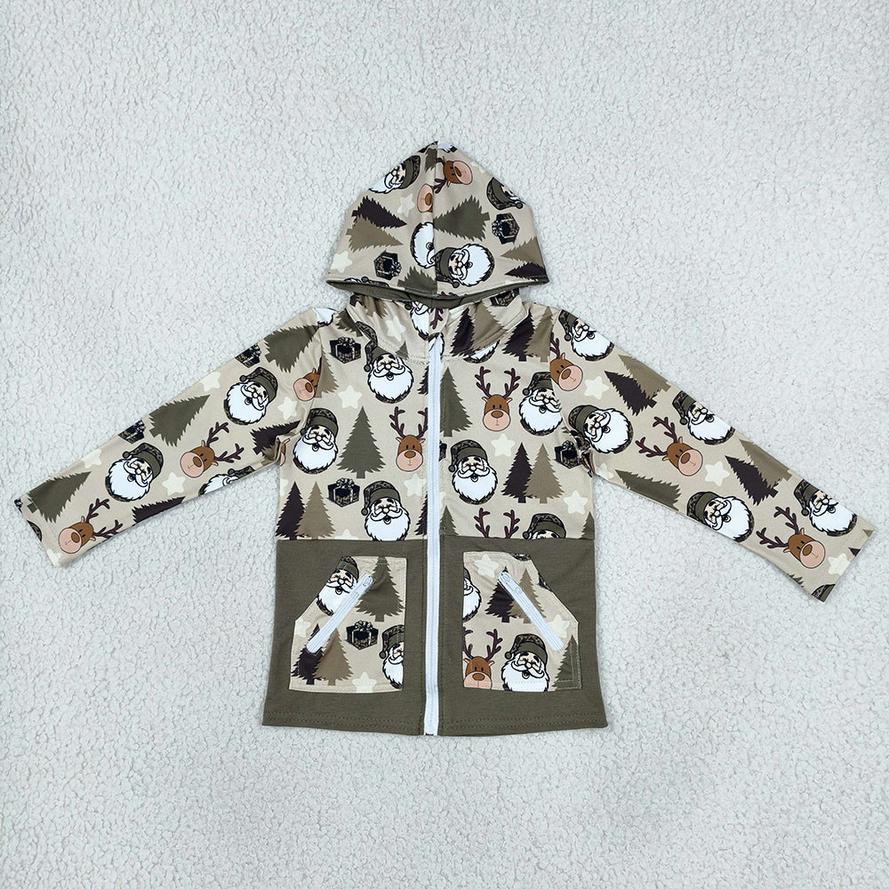 Baby Boys Clothes Christmas Santa Deer Gifts Pocket Zip Hoodies Top BT1328