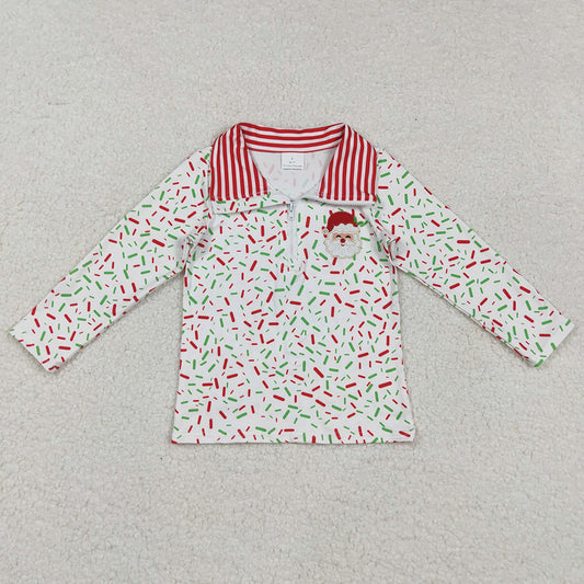 Baby Girls Clothes Red Green Spinkles Embroidery Santa Zipper Pullovers Top BT1294 8.16
