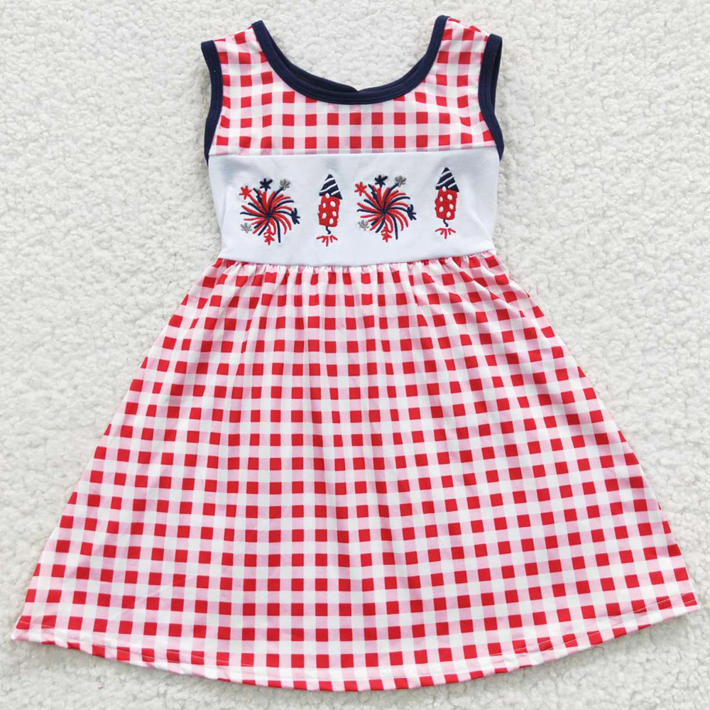 Baby Girls Dress Summer 4th Of July Bow Knee Length Dresses GSD0330