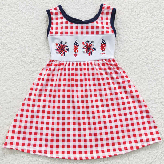 Baby Girls Dress Summer 4th Of July Bow Knee Length Dresses GSD0330