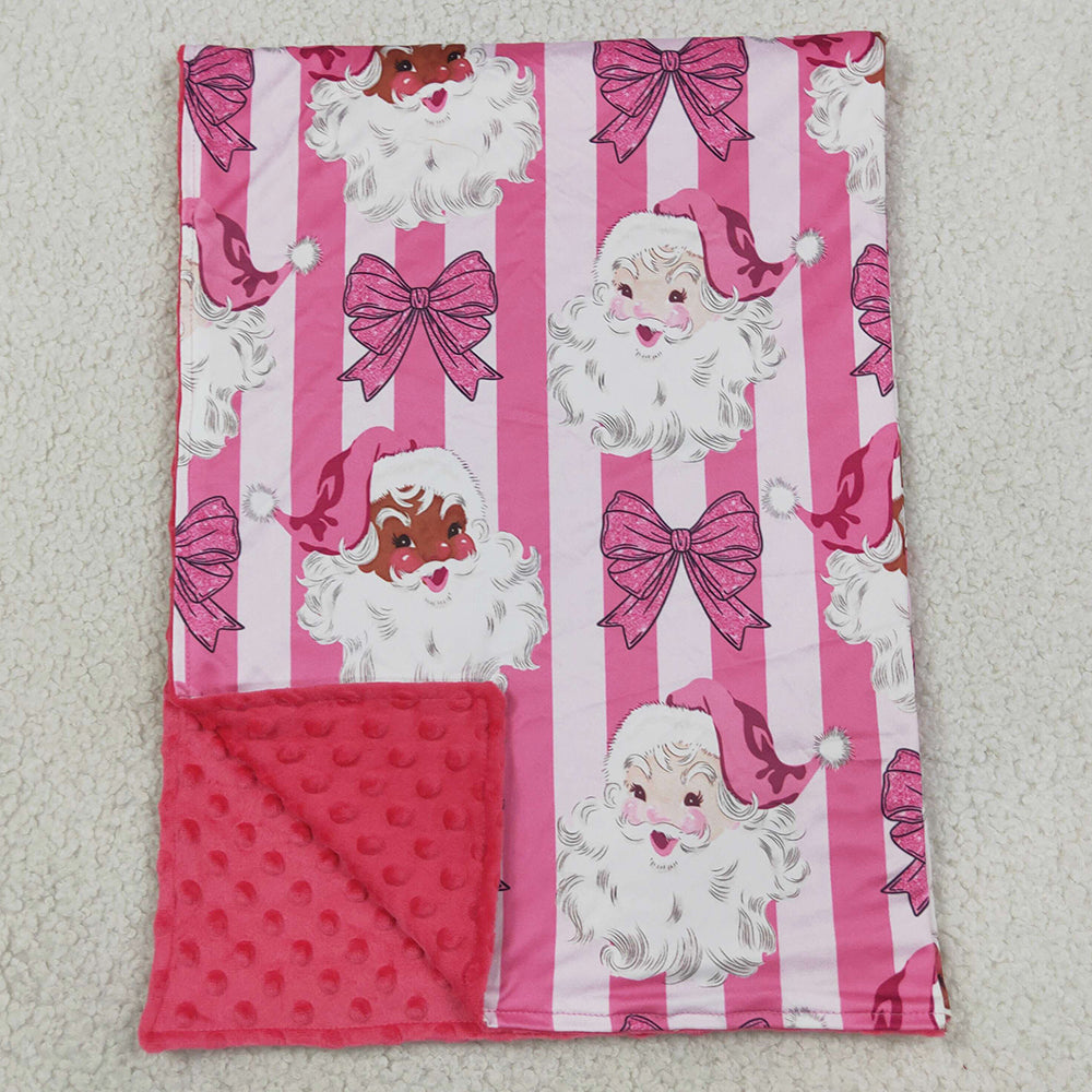 Baby Girls Blankets Pink Stripe Bows Santa Christmas Blankets BL0255