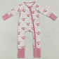 Baby Girls Rompers Christmas Pink Santa Plaid Zipper Rompers LR2224 6.19
