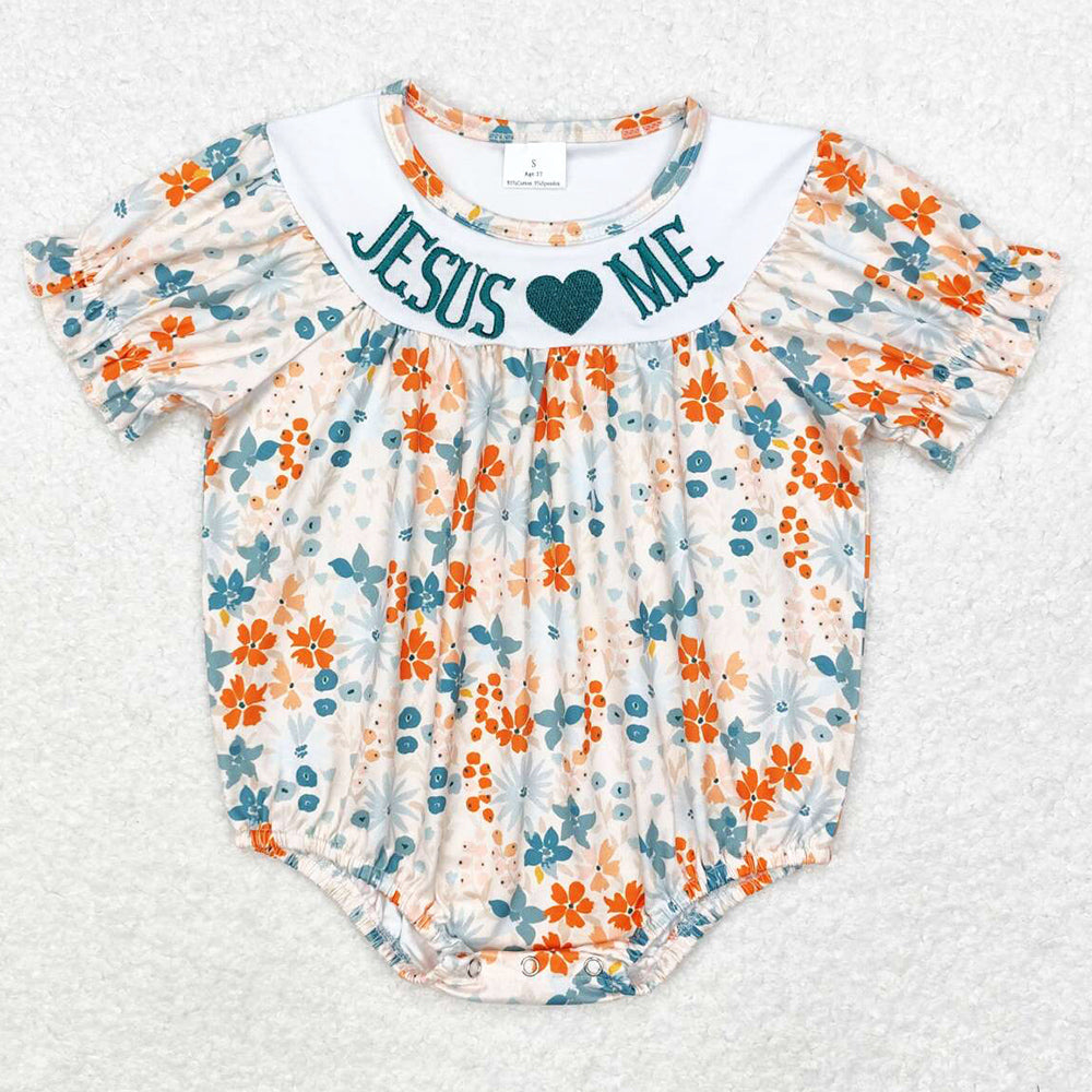 Baby Infant Girls Rompers Jesus Short Sleeve Flowers Rompers SR1941