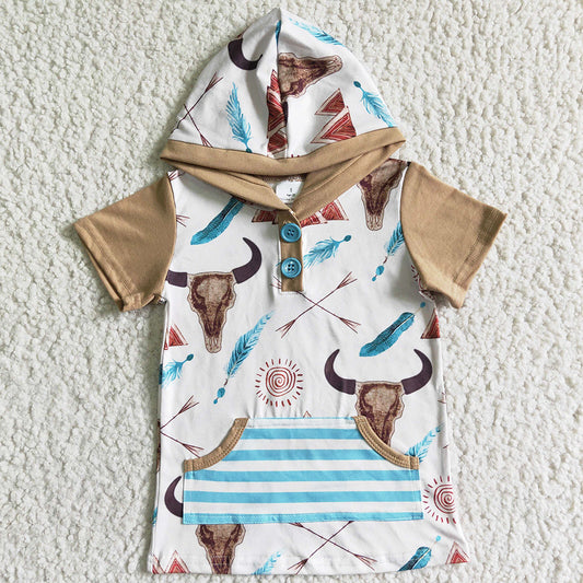 Boutique Boys Clothing Hoodie Top Western Style Cow Print Baby Boys Top Hoodies Shirt BT0003 6.20