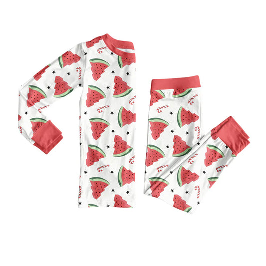 Preorder (moq 5)Baby Girls Watermelon Candy Cane Top Pant Christmas Pajamas Set 7.31