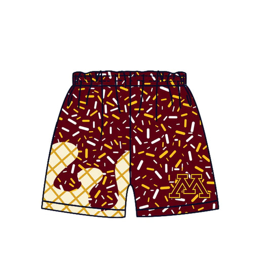Preorder MOQ 5pcs M maroon ice cream sprinkle boys team shorts 8.20