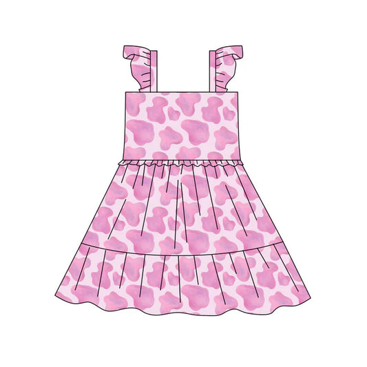 Preorder(moq 5) Baby Girls Pink Camo Patchwork Western Knee Length Dresses 10.17