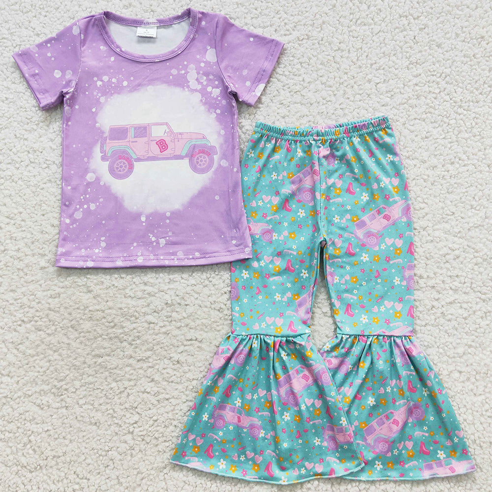 Fashion Baby Girl Clothes Boutique Short Sleeve Bell Pants Sets GSPO0796