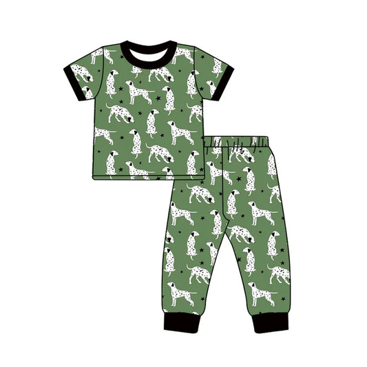 Preorder (moq 5)Baby Boys Green Short Sleeves Stars Dogs Top Pants Pajamas Set 5.20