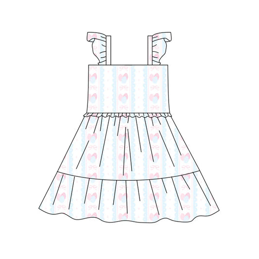 Preorder(moq 5) Baby Girls Bows Eggs Stripe Easter Patchwork Knee Length Dresses 10.17