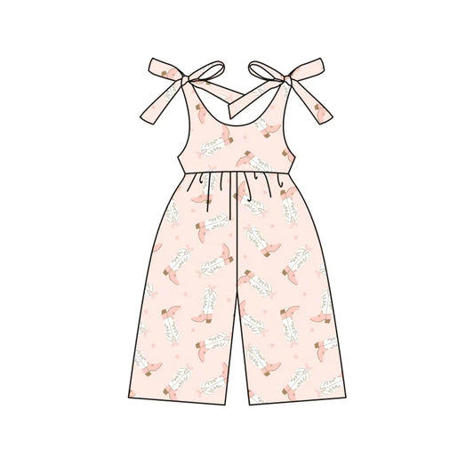 Preorder (moq 5)Baby Girls Pink Strap Boots Stars Jumpsuits 4.25