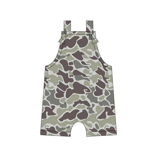 Preorder moq 5 Baby Boys Straps Light Grey Camouflage Rompers 5.12