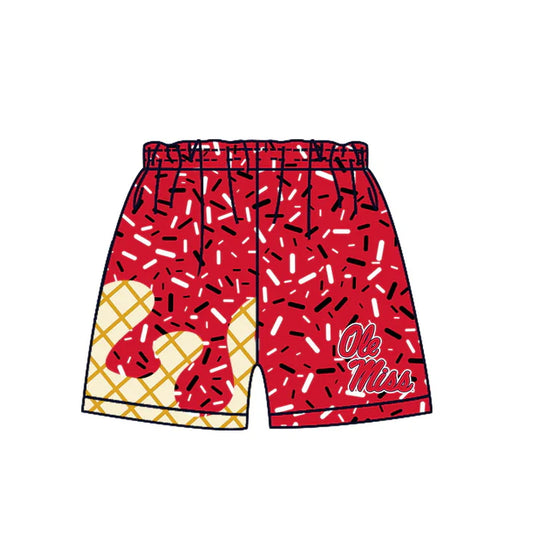 Preorder MOQ 5pcs O M red ice cream sprinkle boys team shorts  8.20