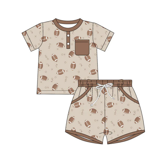 Preorder(moq 5) Baby Boys Footballs Button Top Pocket Shorts Team Clothes Sets 10.31