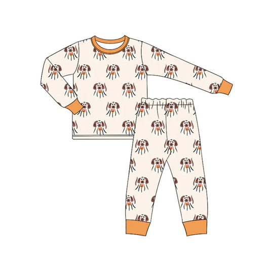 Preorder (moq 5)Baby Boys Long Sleeves Dogs Plaid Top Pant Pajamas Set 6.14