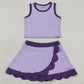 Baby Girls Clothes Sleeveless Purple Vest Scallop Skirt Short Yoga Active Clothes Set GSD4026