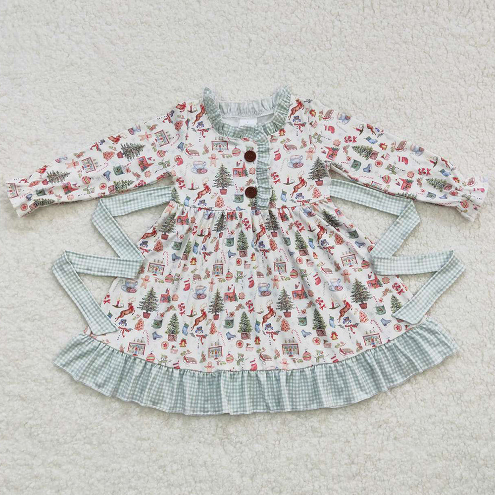 Christmas Baby Girls Dress Long Sleeve Boutique Dresses GLD0325