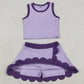 Baby Girls Clothes Sleeveless Purple Vest Scallop Skirt Short Yoga Active Clothes Set GSD4026