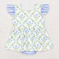 Baby Infant Girls Rompers Blue Green Flowers Flutter Sleeve Rompers SR1371