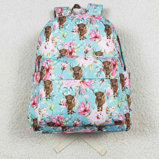 Baby Kids Children Backpacks Highland Cows Flowers Back Bags BA0081