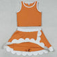 Baby Girls Clothes Orange White Vest Scallop Skirts Shorts Yoga Active Clothes Set GSD4033