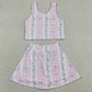Baby Girls Clothes Sleeveless Bows Flowers Stripe Vest Skirt Short Yoga Active Clothes Sets GSD2216