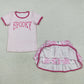 Baby Girls Clothes Pink Spooky Top Ghosts Bows Plaid Skorts Halloween Set GSD2776 8.16