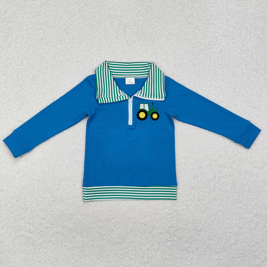 Baby Boys Clothes Tops Tractor Zip Long Sleeve Pullovers Tops BT0892