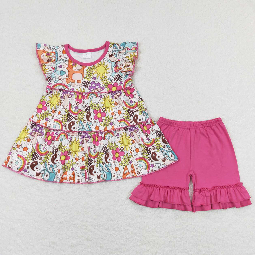 Baby Girls Clothes Cartoon Cute Girls Tunic Tops Shorts Sets GSSO1251