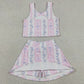 Baby Girls Clothes Sleeveless Bows Flowers Stripe Vest Skirt Short Yoga Active Clothes Sets GSD2216