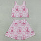 Baby Girls Clothes Pink Stripe Bows Castles Vests Skirt Short Yoga Active Clothes Set GSD3814