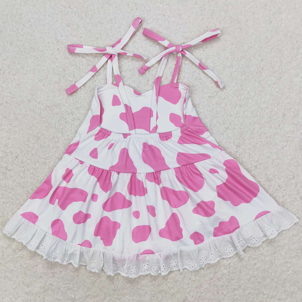 Baby Infant Girls Rompers Pink Cow Print Straps Bummie Rompers SR1549