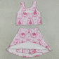 Baby Girls Clothes Pink Stripe Bows Castles Vests Skirt Short Yoga Active Clothes Set GSD3814