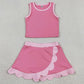 Baby Girls Clothes Sleeveless Pink Vest Scallop Skirt Short Yoga Active Clothes Set GSD4063