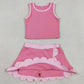 Baby Girls Clothes Sleeveless Pink Vest Scallop Skirt Short Yoga Active Clothes Set GSD4063