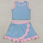 Baby Girls Clothes Sleeveless Blue Pink Vest Scallop Skirts Shorts Yoga Active Clothes Set GSD4014