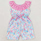 Baby Girls Jumpsuits Pink Blue Floral Pockets Shorts Jumpsuits SR1244