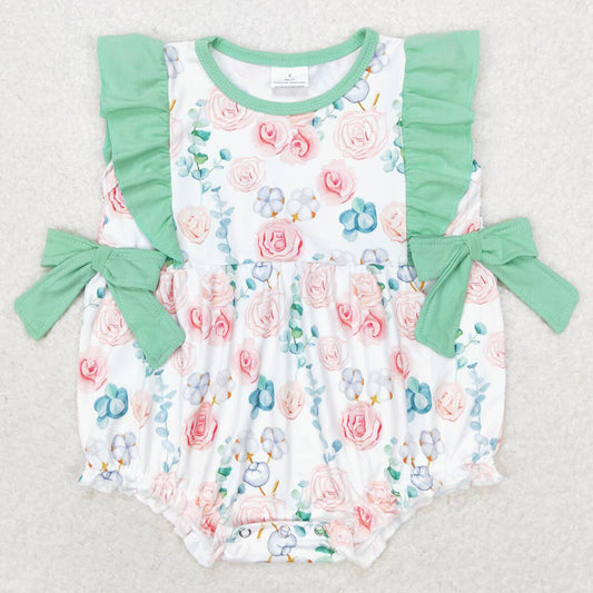 Baby Infant Girls Rompers Flowers Ruffle Bows Rompers SR1421