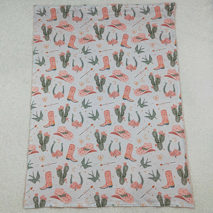 Baby Kids Children Blankets Western Boots Cactus Minky Blankets BL0177 10.14