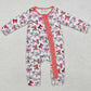 Baby Infant Girls Rompers Valentines Pink Bows Zip Bamboo Rompers LR1905