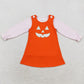 Hot Sale Baby Girls Dress Orange Halloween Ghost Pumpkin 2pcs Shirt Knee Length Dresses Sets GLD0808