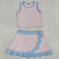 Baby Girls Clothes Sleeveless Light Pink Vest Scallop Skirt Short Yoga Active Clothes Set GSD4010